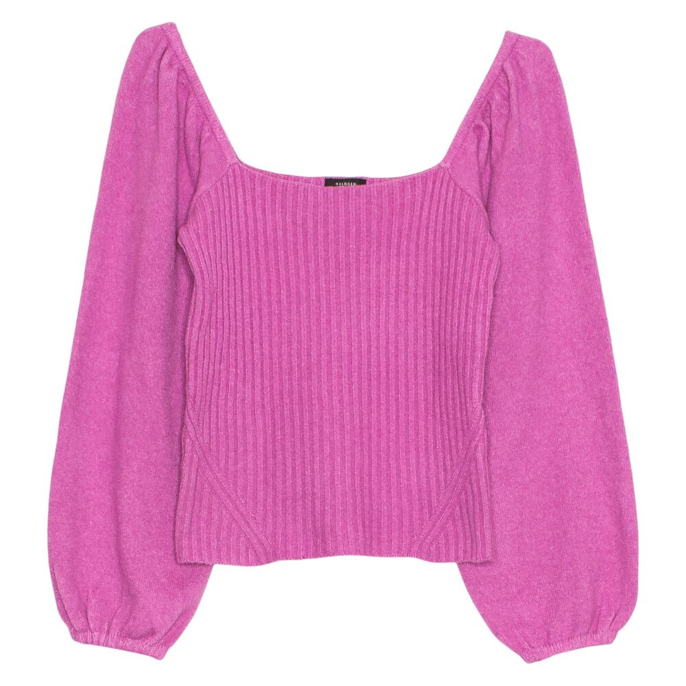 Halogen Sweater Wool Coquette Y2K Ballet Romantic Square Neck Puff Sleeve Small